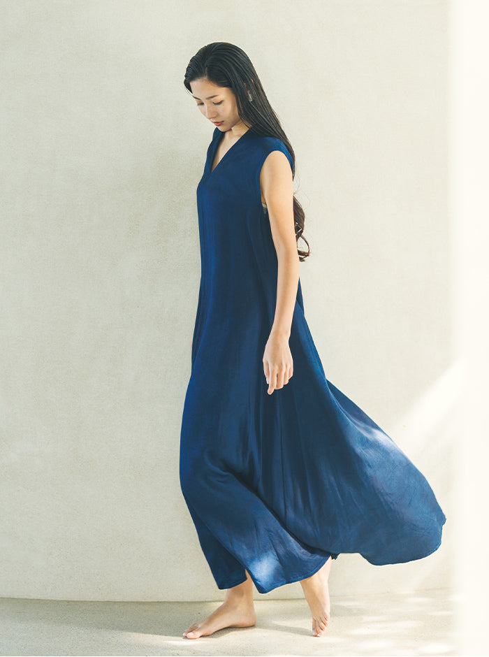 藍染め濃紺 ロングワンピース sumi012-aizome – stylydesign