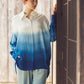 日本製 藍段染グラデーション シルキータッチロングシャツ sumi015-bluedanzome