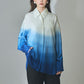 日本製 藍段染グラデーション シルキータッチロングシャツ sumi015-bluedanzome