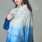 日本製 藍段染グラデーション シルキータッチロングシャツ sumi015-bluedanzome