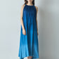 日本製 藍段染グラデーションノースリーブワンピース sumi019-bluedanzome