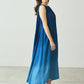 日本製 藍段染グラデーションノースリーブワンピース sumi019-bluedanzome