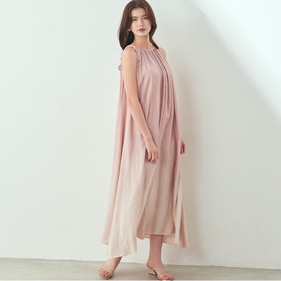 日本製 桜染グラデーションノースリーブワンピース sumi019-pinkgra