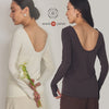 Made in Japan Organic Cotton Back-Open Long Sleeve Top suminohana-002 