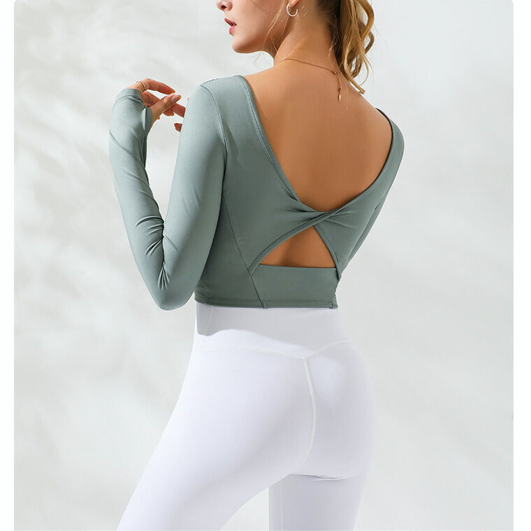 Lee.che リーチェ ヨガ ピラティス ウェア カップ付き長袖トップス